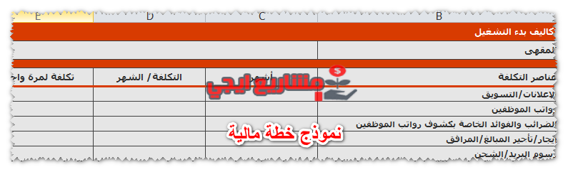نموذج خطة مالية