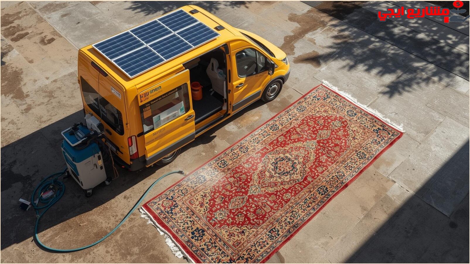 مشروع غسيل سجاد متنقل بالطاقة الشمسية