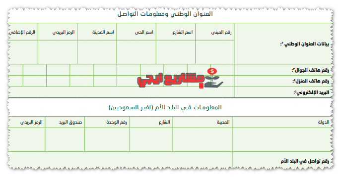 بيانات العنوان الوطني والبلد الأم