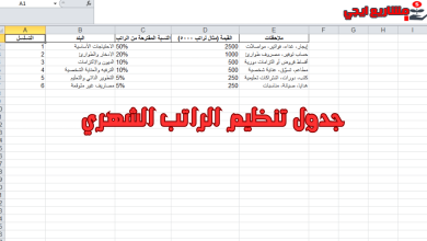 جدول تنظيم الراتب الشهري